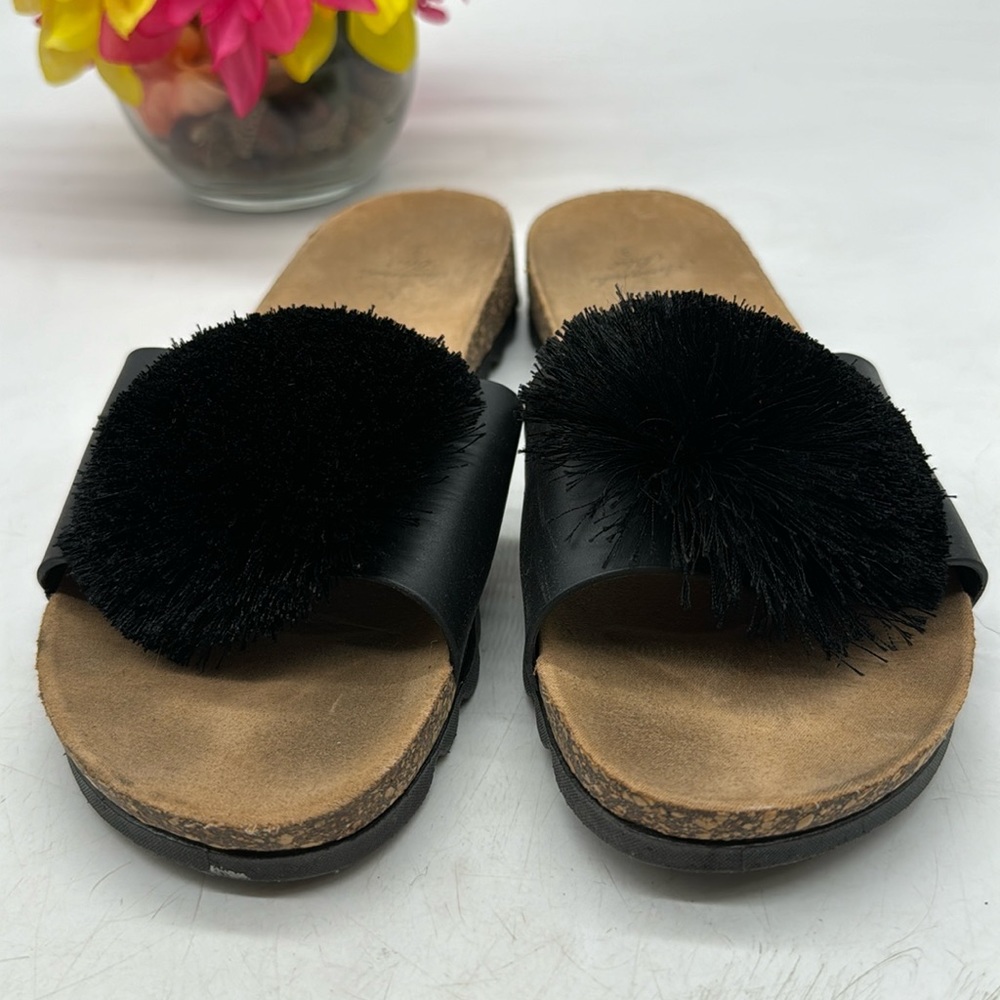 Amanda Blu Black Pom Slide Sandal Size 9 BSN5467E
